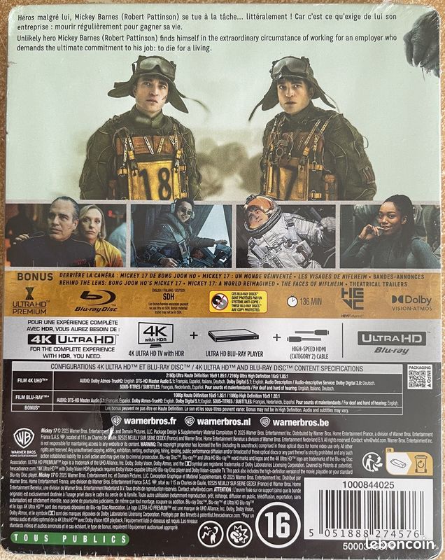 Mickey 17 film de bong joon ho en 4k ultra hd + blu-ray neuf sous blister (image 2)
