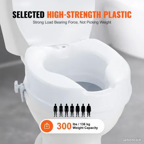 Rehausseur De Toilettes VEVOR Avec Accoudoirs - Hauteur 49-64 Cm, Charge Max 158,7 Kg