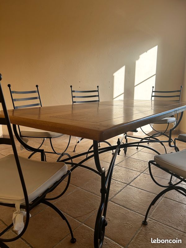 Table salle à manger chêne massif 2M(extensible 2,5M) + 6 chaises (image 4)