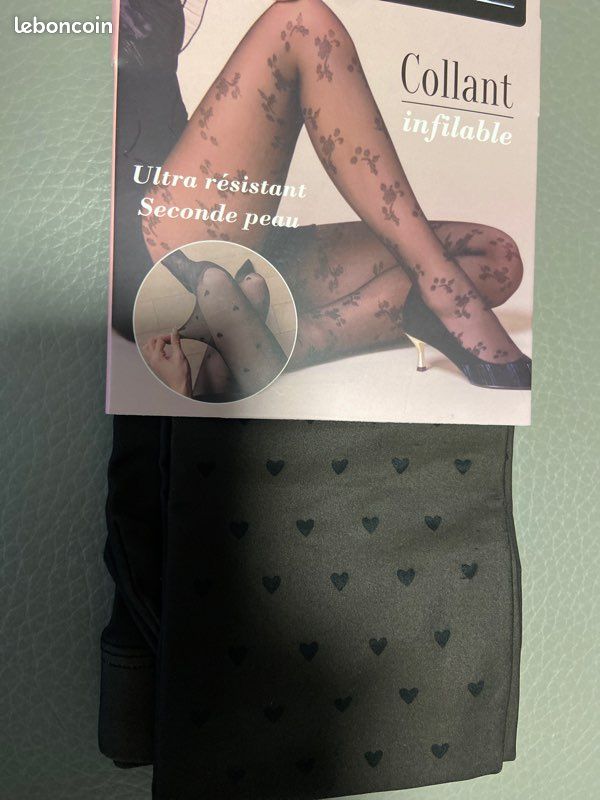 Collant Chantal Thomass Paris S/M infilable noir à petit cœur