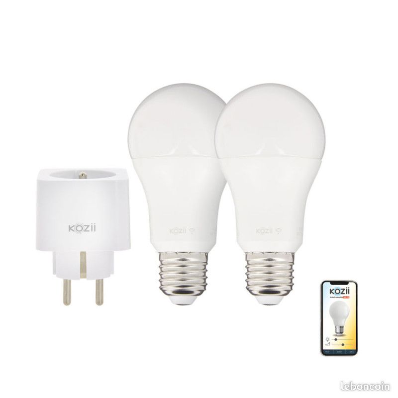 Pack de 2 Ampoules LED Connectées KOZII, A60 E27, CCT, Économie d'Énergie, Compatible avec Alexa et Google Home, Lumière Blanche et Couleur, Idéal pour Maison Intelligente (image 2)