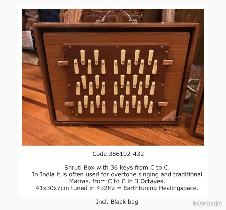 Boîte Shruti En Teck Indien - 39 Cm - Accordée 432 Hz - Pour Bhajan, Kirtan Ou Musique Baroque