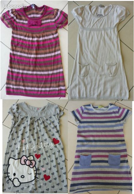 Lot 4 tuniques Sergent major, Verbaudet, Lisa rose, kitty 8 ans (image 1)