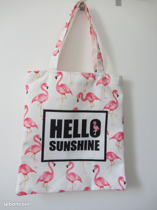 Sac cabas flamant rose blanc Accessoires Bagagerie