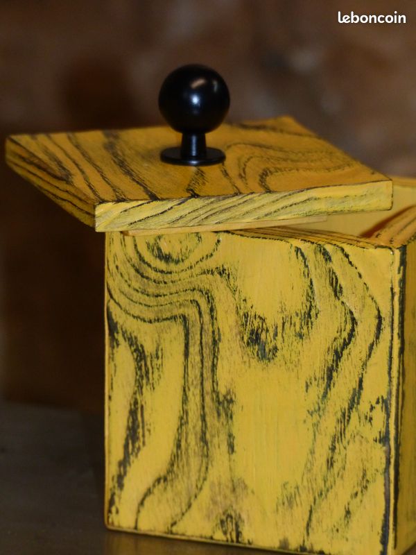 Ensemble de 3 boîtes en bois brûlé coloré (image 2)