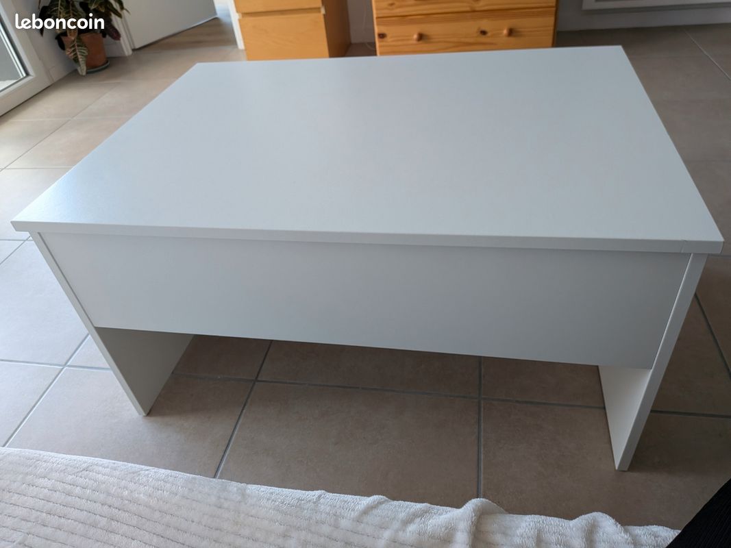 Table basse réglable, blanc, 90 cm (image 1)