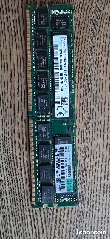 Barrette Mémoire SK Hynix 16 Go DDR4 2400 MHz RDIMM - Serveur - Occasion Testée