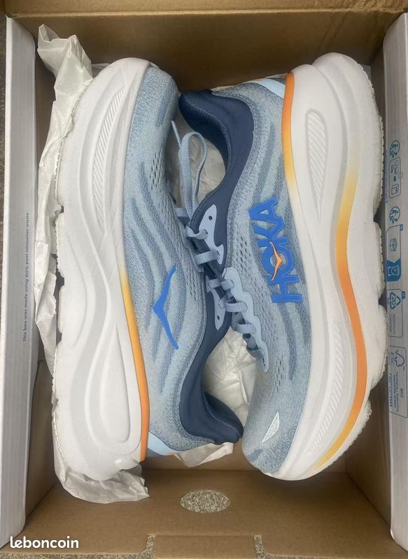 HOKA Bondi 9 Blanc Bleu (image 2)