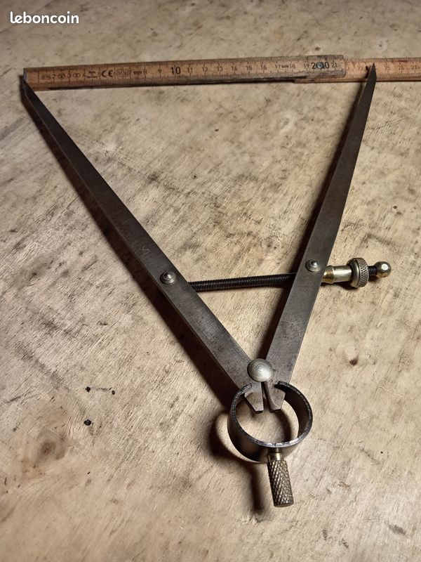 Ancien Compas En Acier – Outil De Mesure Vintage, Belle Pièce De Collection (n°280)