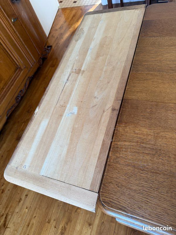 Table rectangulaire bois 90/128cm+2 rallonges de 33cm chacune (image 5)