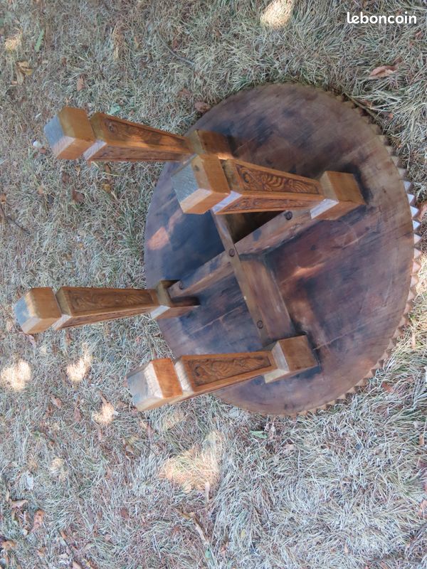 Table basse marocaine ronde bois (image 4)