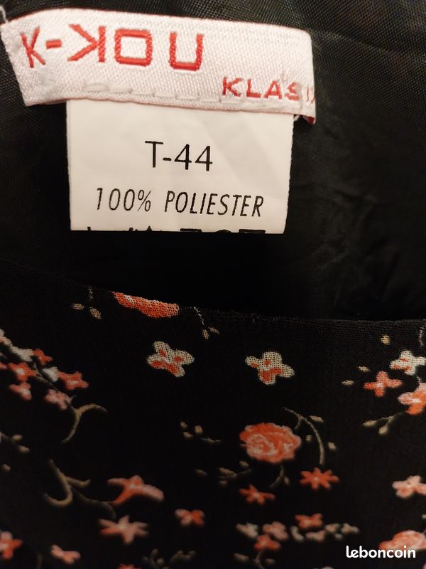 Robe noire a petites fleurs T42/44 (image 5)
