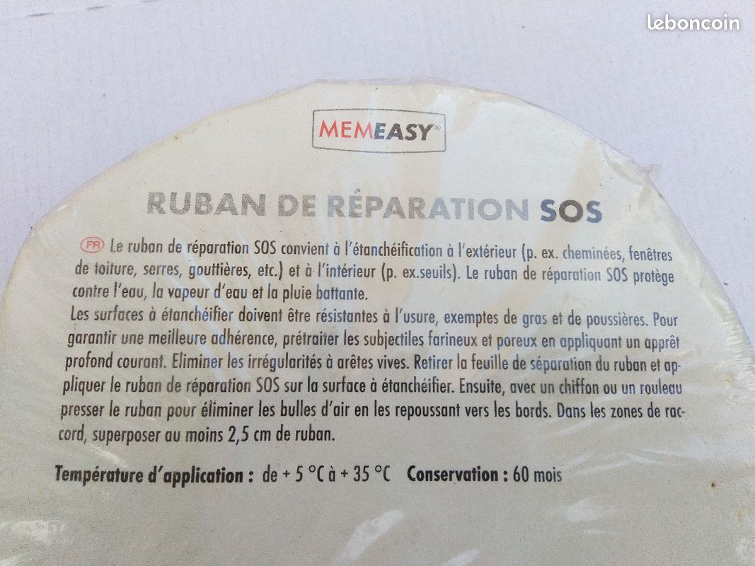 Ruban bitumé autocollant 10m x 7,5cm - Neuf (image 4)