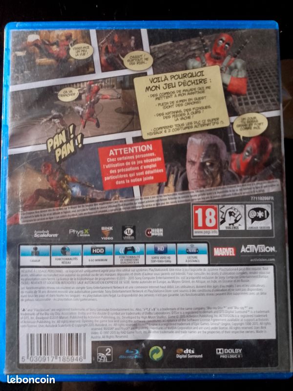 Deadpool JEU PS4 PLAYSTATION 4 PAL FRA - RARE Deadpool JEU PS4 PLAYSTATION 4 PAL FRA - RARE
