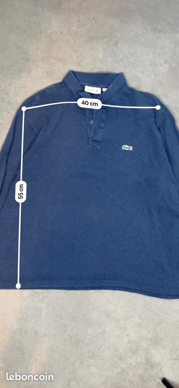 Polo Lacoste manche longue vintage devanlay bleu marine logo brodé 100% Cotton taille XL (image 6)