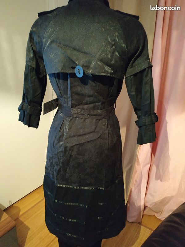 Trench long noir pailleté Chloé (image 3)