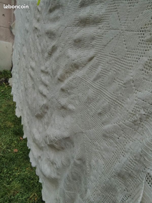 Dessus De Lit Crocheté Vintage Blanc 180x180 Cm - 100% Coton Fait Main