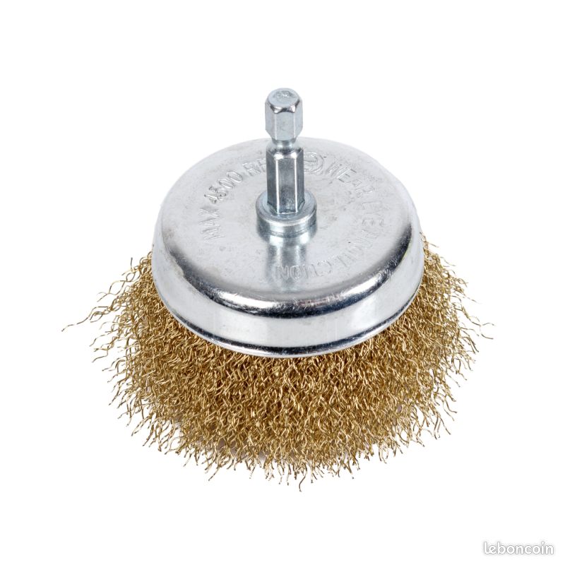 Brosse Perceuse Tige Hexagonale Ø25mm Fil Acier Ondulé - Décapage Moyen Efficace