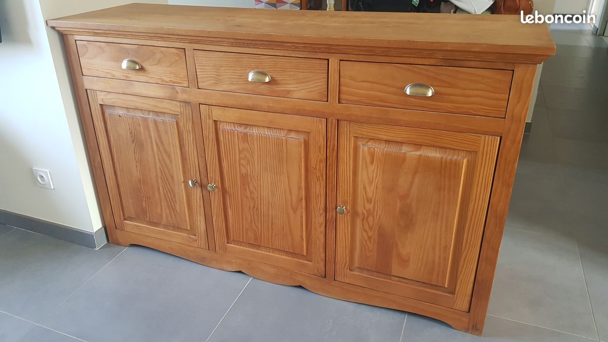 Buffet Bas 180 cm en Pin Massif Style Contemporain