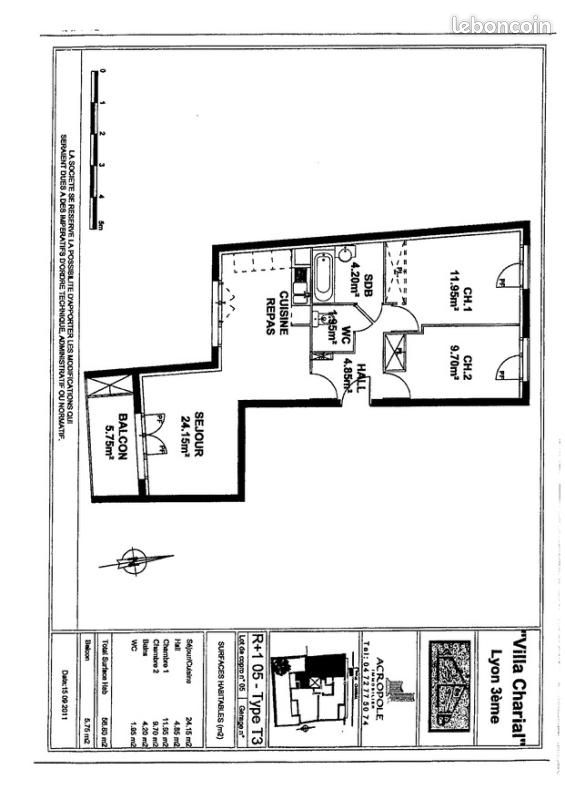 Appartement 3 pièces 55 m² · à Lyon · 55 m² · 870 €/mois