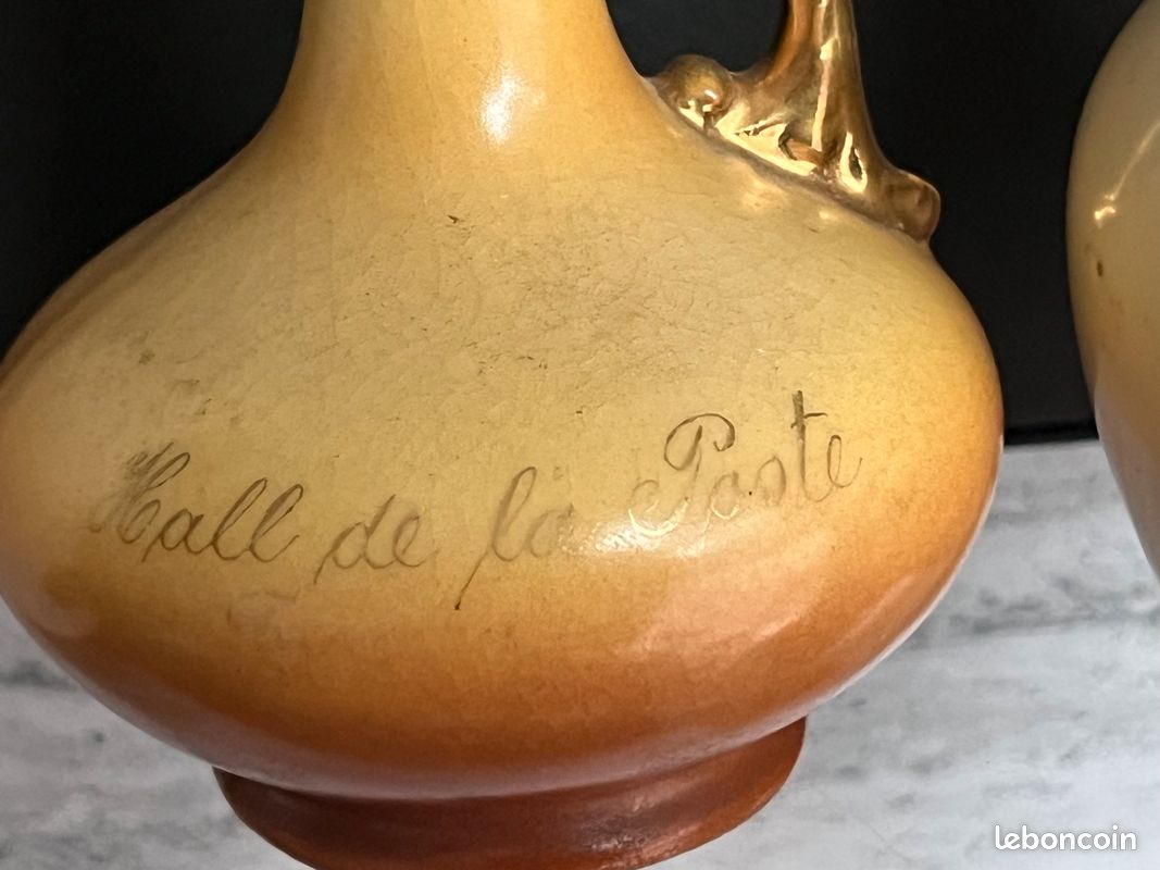 Anciens flacons à parfum VIDES porcelaine Art Nouveau Cyclamen Violettes de Toulouse (image 6)