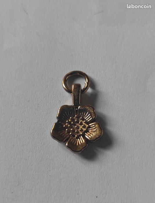 Pendentif Ancien Fleurs En Porcelaine Argenté 4cm - Bijou Vintage Sans Marque