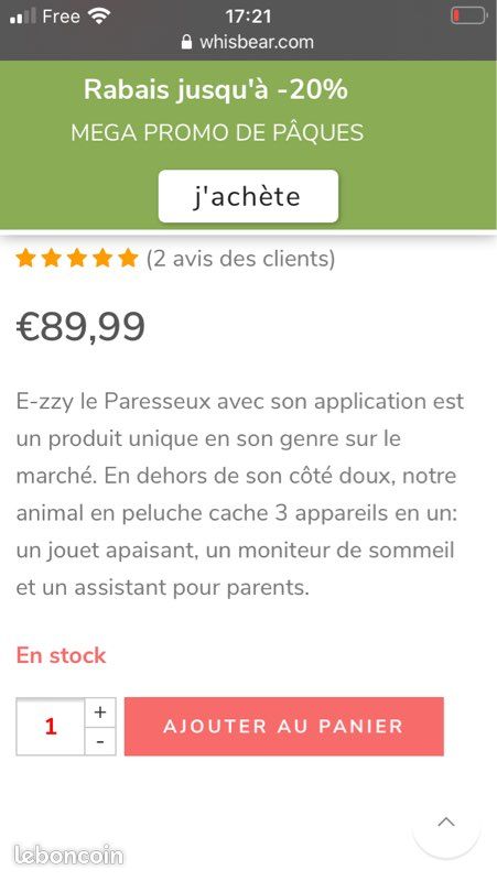 Whisbear doudou Bruit Blanc (image 2)