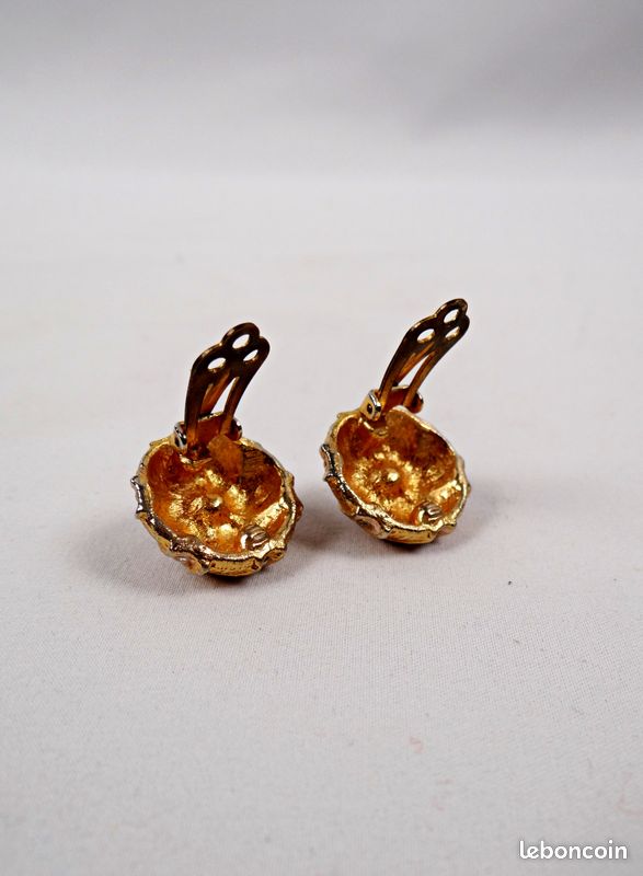b>Boucles</b> <b>d'Oreilles</b> <b>Clip</b> <b>en</b> <b>Métal</b> <b>Doré</b> <b>Forme</b> <b>Ronde</b> <b>et</b> <b>Strass</b