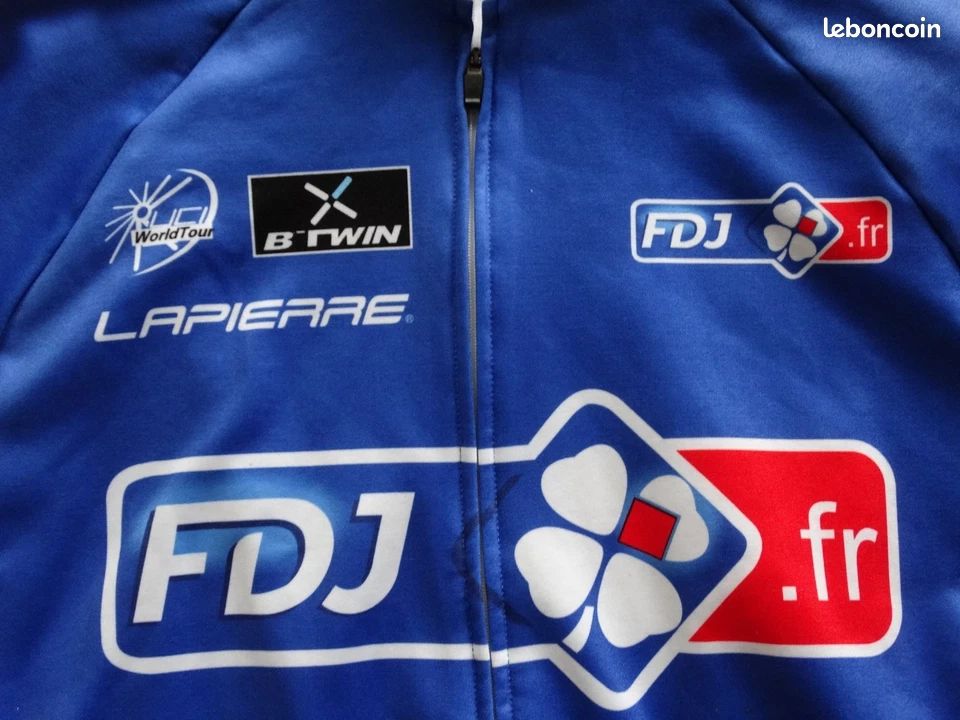 Maillot Cyclisme Vintage FDJ B'Twin - Le Bleuet De France - Taille XL Manches Courtes