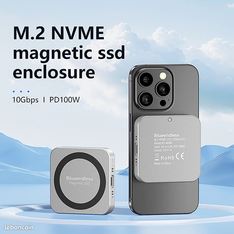 Boîtier SSD M.2 NVMe ANYOYO M02Air – USB 3.2 Gen 2 10Gbps – Avec Ventilateur