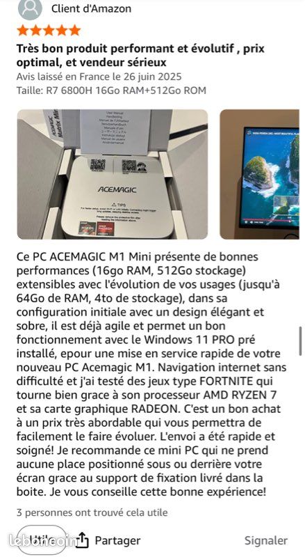 Matrix Mini M1 Mini PC - AMD Ryzen 7 6800H (8C/16T, jusqu'à 4,7 GHz), Mini Ordinateur de Bureau 16Go LPDDR5 512Go M.2 SSD, Mini Computer avec Écran Triple écran 4K/ WiFi 6/ BT 5.2/ W11 Pro (image 16)