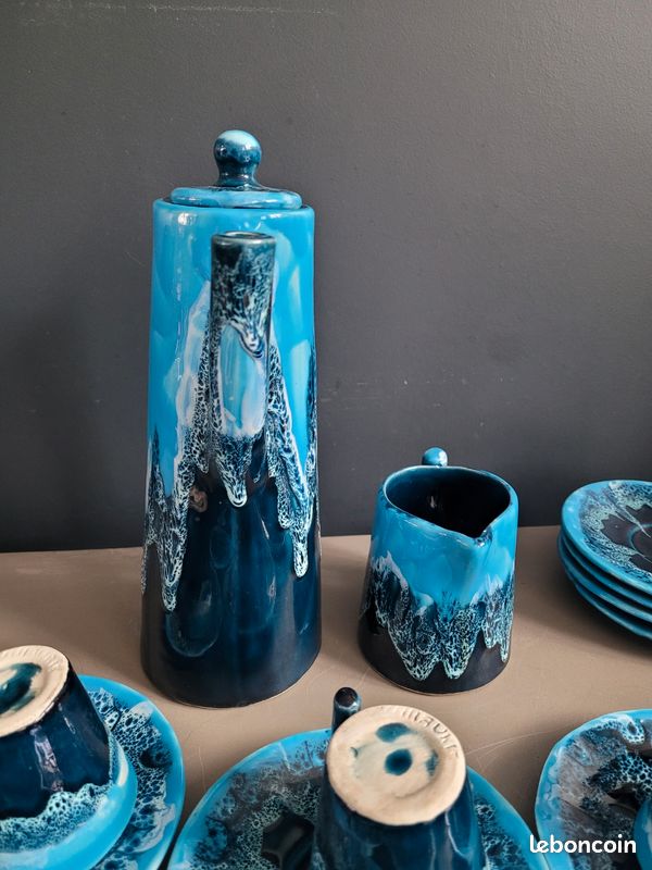 Set Service à Café Bleu Ciel 6 Pièces Avec Soucoupe