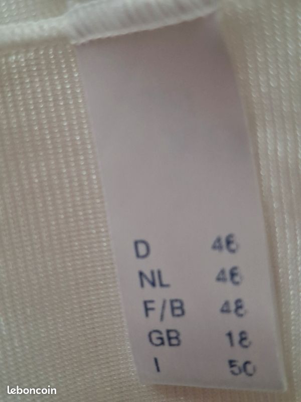 Combinaison Vintage Avec Fond De Robe En Dentelle - Taille 44 - Blanc - Neuf (non Utilisée)