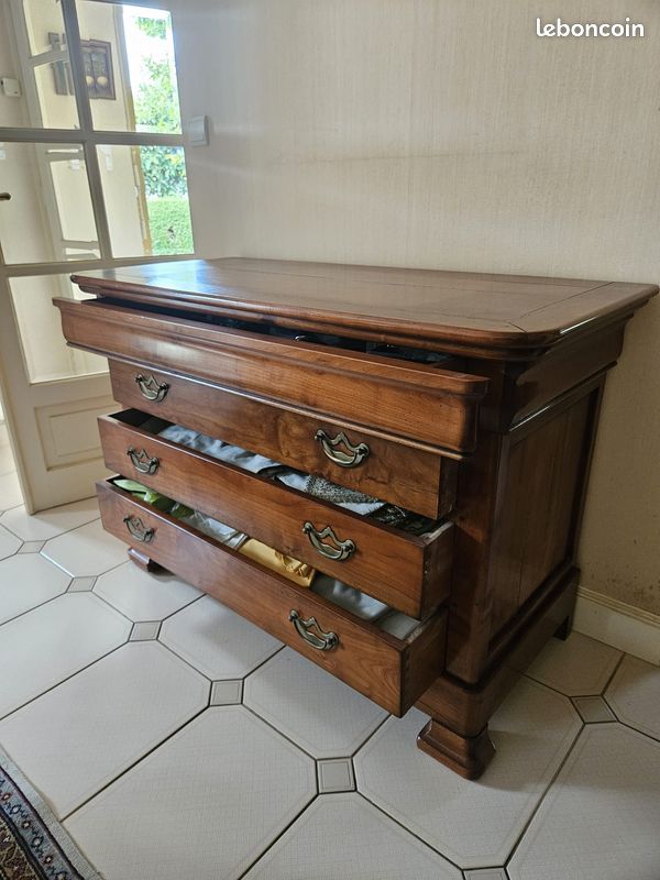 VIDE-MAISON – Lot complet de meubles en bois massif, canapé cuir et tableaux (image 12)