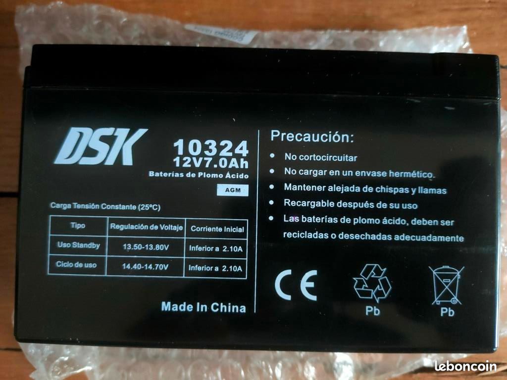 DSK 10324 Batterie AGM 12V 7Ah Scellée - Idéale Voitures Motos Enfants, UPS, Sécurité, Scooters Électriques
