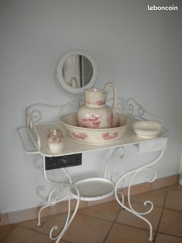 Ancien Meuble De Toilette / Coiffeuse Jumeau Steiner - Faience - 1900 - 20 Cm