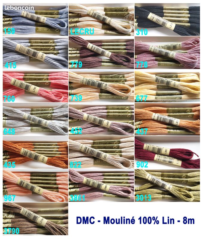 DMC Echevettes de mouliné. Diverses sortes, divers coloris. Vendues par 10 assorties (image 1)