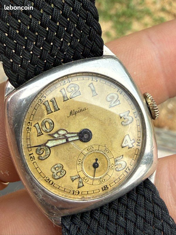 Rare Alpina Hermetic Trench Watch – Boîtier Tortue Argent 0.900 – Cal. 761 – Art Déco – Vers 1920 (image 1)