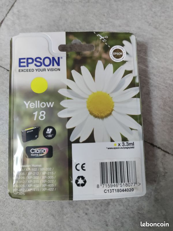 Cartouche d'encre yellow 18 imprimante epson (image 1)