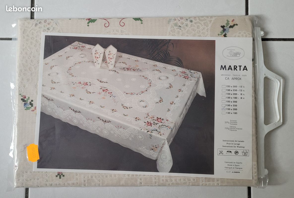 Nappe de table motif floral, 150 x 200, Neuve de stock Emballage d’origine (image 1)