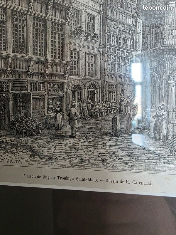 Maison de René Duguay-Trouin corsaire à Saint-Malo Bretagne France GRAVURE 1883 (image 2)