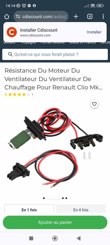 Résistance de ventilateur chauffage pour Renault Clio MK3 Modus 7701209803