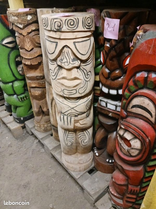 Totem Tiki 100 cm en bois de cocotier - Décoration