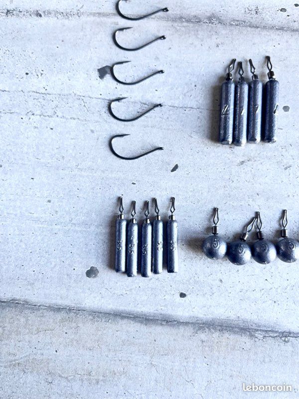 Lot de 15 plombs drop shot + 5 hameçons simple pêche leurre (image 2)