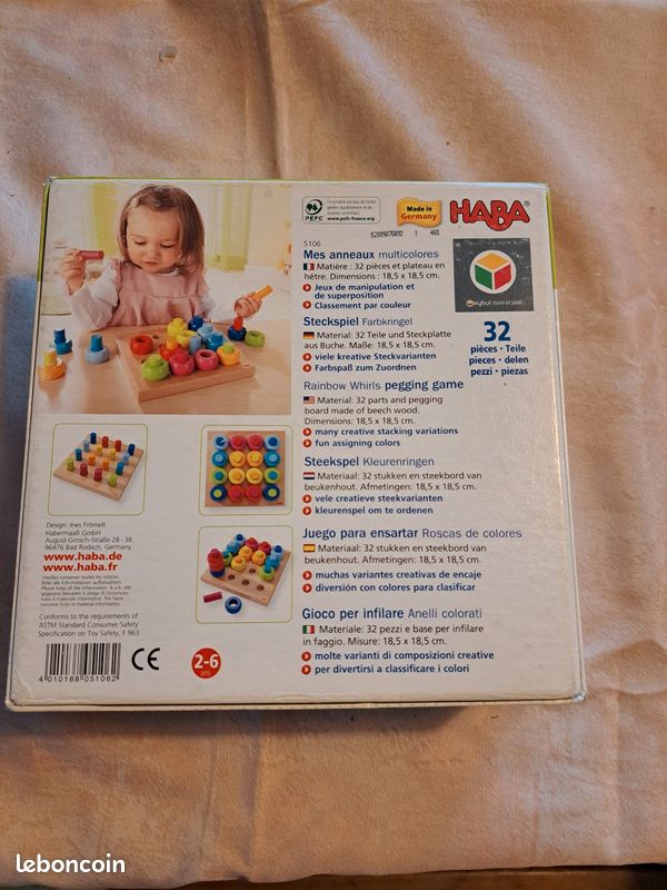 HABA Jouet De Bain Bouée à Empiler - Anneaux Colorés - Motricité Fine - Dès 6 Mois