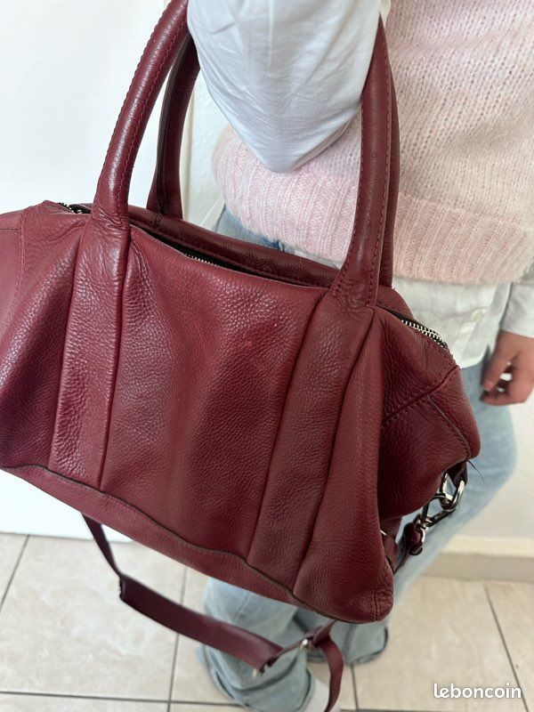 Sac à Main ZARA Vintage En Cuir Bovin - Marron - Occasion Authentique