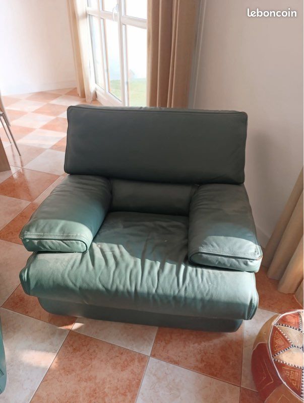 Set de 6 fauteuils en cuir vert par Arrben Italie, 1980