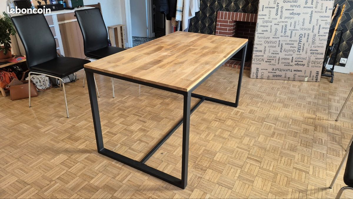 Table à manger chêne acier 4/6 couverts (image 1)
