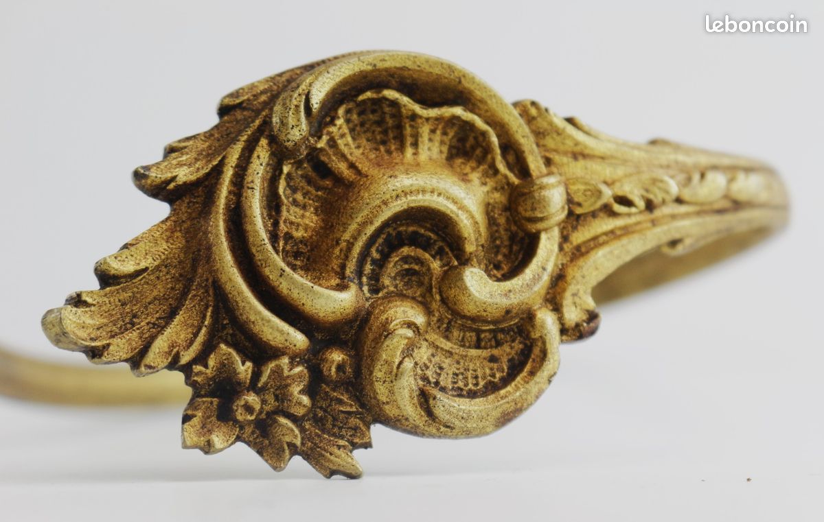 Paire D'embrasses De Rideaux Style Louis XV Rocaille En Bronze Doré - Déco Classique
