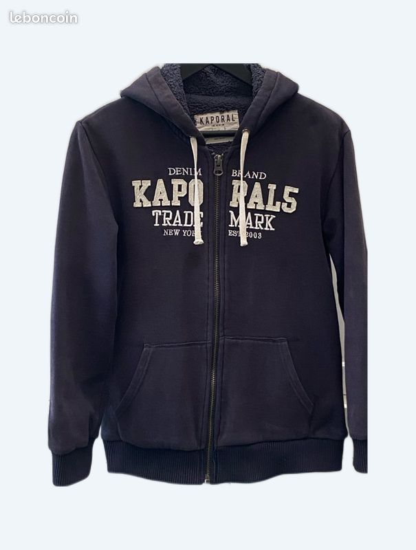 Kaporal Sweatshirt Garçon Mura Navy - Coupe Regular Capuche Manches Longues Taille 16 Ans